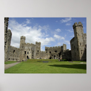 Póster Europa, Gales, Caernarfón. Castillo de Caernarfon,