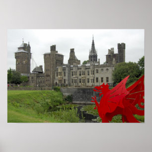 Póster Europa, Gales, Cardiff. Castillo de Cardiff. Galés