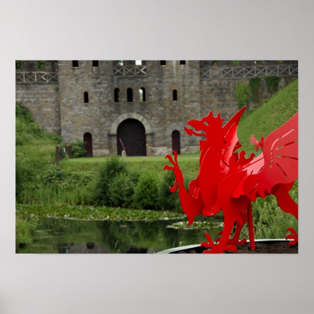 Póster Europa, Gales, Cardiff. Castillo de Cardiff. Galés (Frente)
