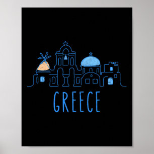 Póster Europa Grecia Atenas Santorini Vacaciones Sou
