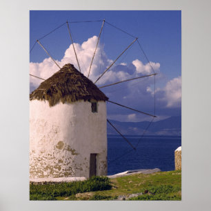 Póster Europa, Grecia, Mykonos. Un blanco impresionante