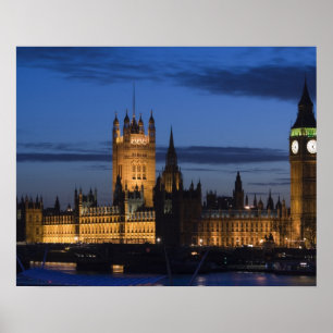 Póster Europa, INGLATERRA, Londres: Casas del Parlamento