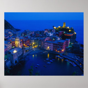 Póster Europa, Italia, Cinque Terre, Vernazza. Hillside