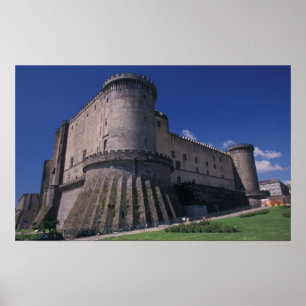 Póster Europa, Italia, Nápoles, Castillo Nuevo