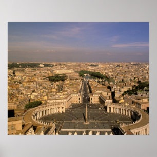 Póster Europa, Italia, Roma, El Vaticano. Vista desde S.