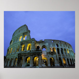 Póster Europa, Italia, Roma. Vistas nocturnas