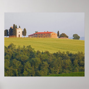 Póster Europa; Italia; Toscana, Caple en la colina