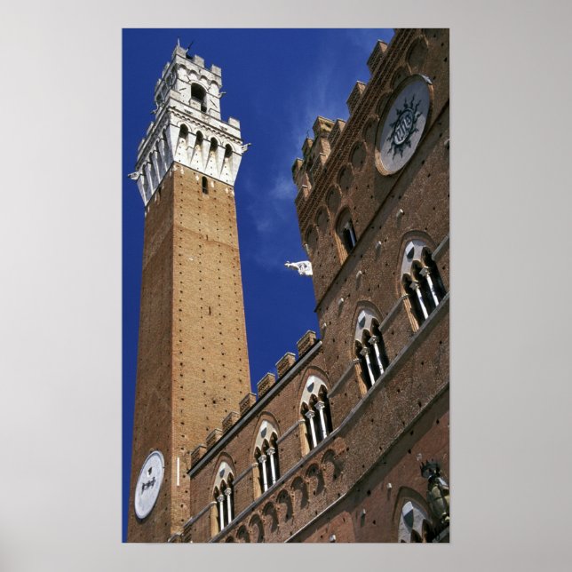 Póster Europa, Italia, Toscana, Siena. Torre del Sur (Frente)