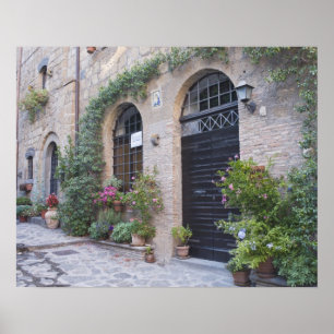 Póster Europa, Italia, Umbría, Civita, Casa Tradicional