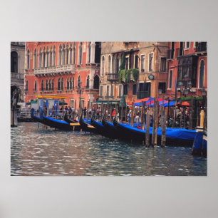 Póster Europa, Italia, Venecia, góndolas en canal