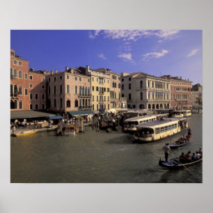 Póster Europa, Italia, Venecia, Tráfico de barcos por Ria