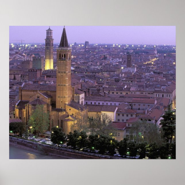 Póster Europa, Italia, Véneto, Verona. Vista desde Castel (Frente)