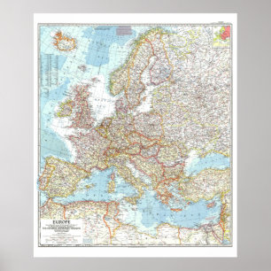 Póster " Europa: MAP detallado de 1957 ...