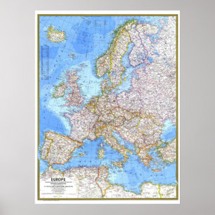 Póster " Europa: MAP detallado de 1977 ...