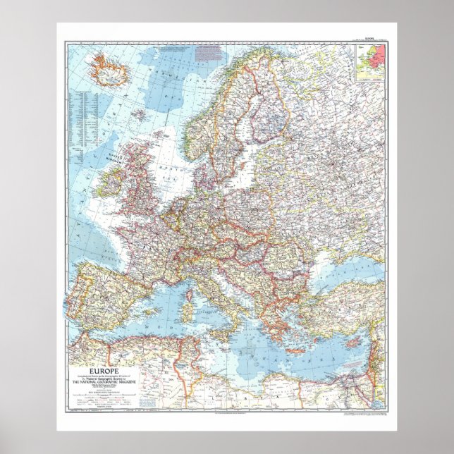 Póster "Europa: Mapa político clásico de la GUERRA FRÍA (Frente)