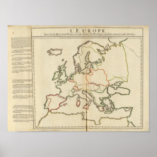 Póster Europa, montañas y ríos