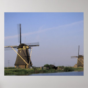 Póster Europa, Países Bajos, Holanda Zuid, Kinderdijk.
