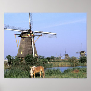 Póster Europa, Países Bajos, Holanda Zuid, Kinderdijk. 2