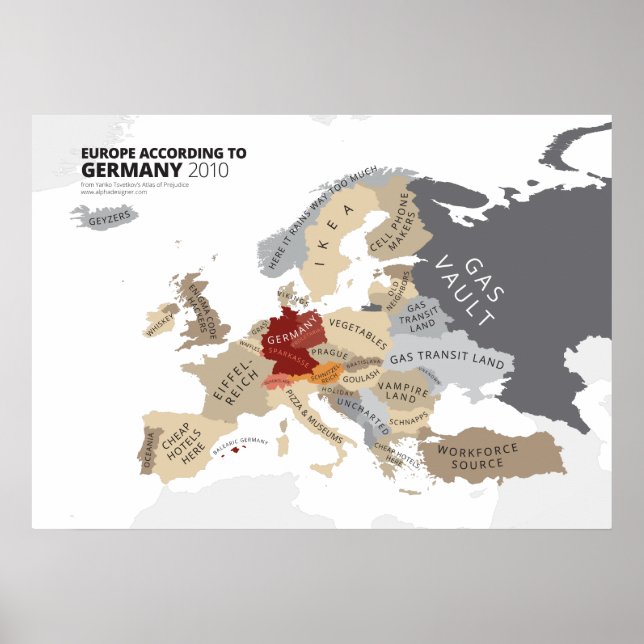 Póster Europa según Alemania (Frente)