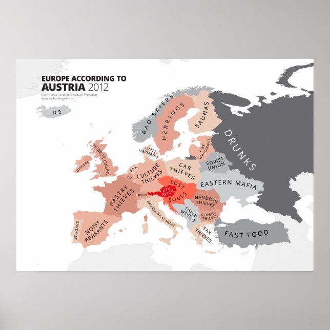 Póster Europa según Austria (Frente)
