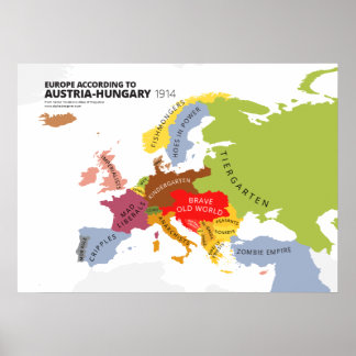 Póster Europa según Austria-Hungría