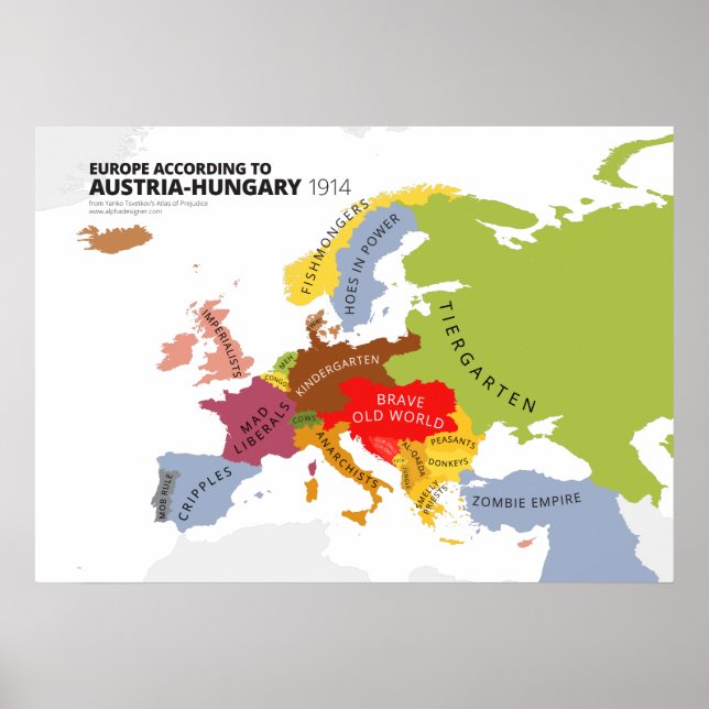 Póster Europa según Austria-Hungría (Frente)