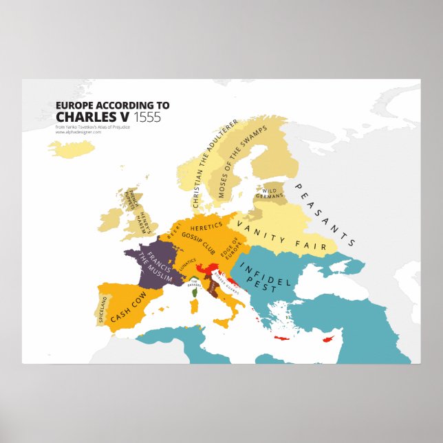 Póster Europa según Carlos V, el Santo Emperador Romano (Frente)