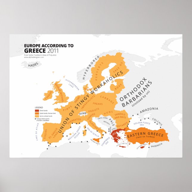 Póster Europa según Grecia (Frente)