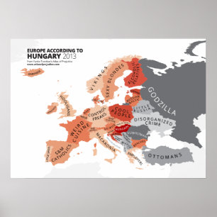 Póster Europa según Hungría