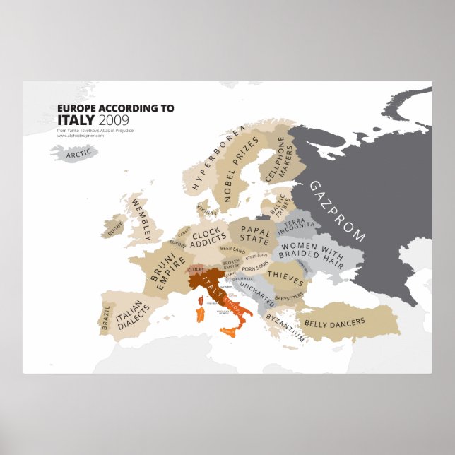 Póster Europa según Italia (Frente)
