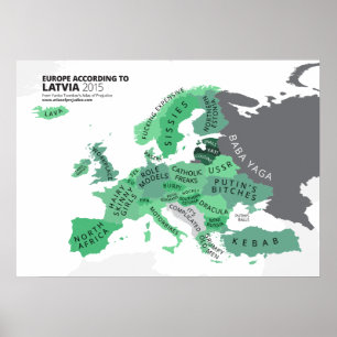 Póster Europa según Letonia