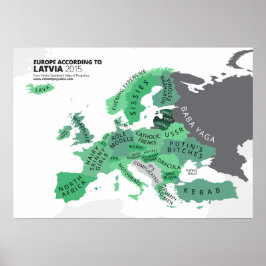 Póster Europa según Letonia