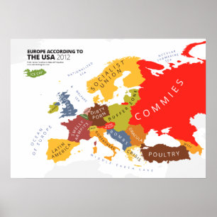 Póster Europa según los Estados Unidos