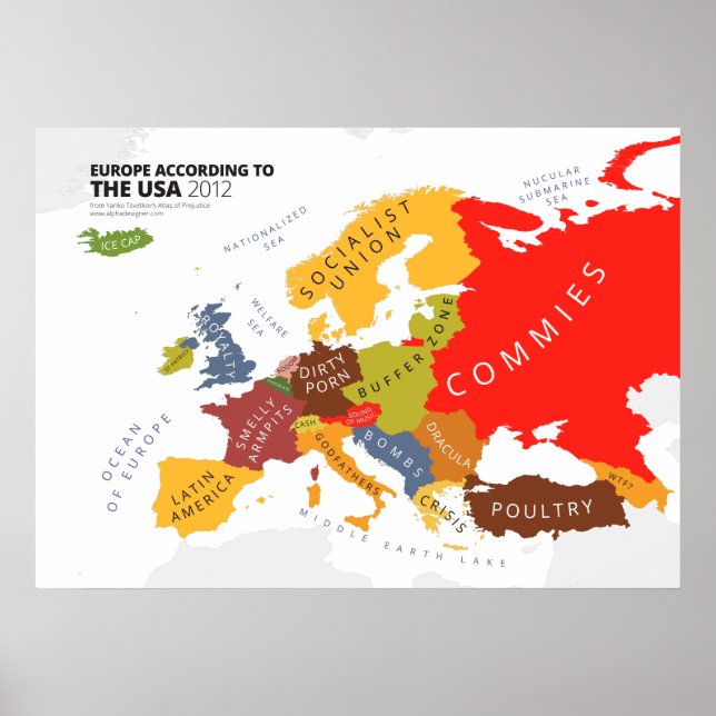 Póster Europa según los Estados Unidos (Frente)
