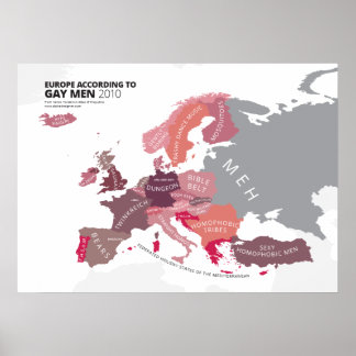 Póster Europa según los homosexuales