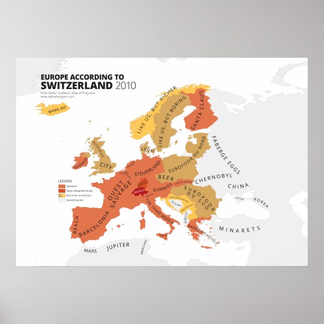 Póster Europa según Suiza (Frente)