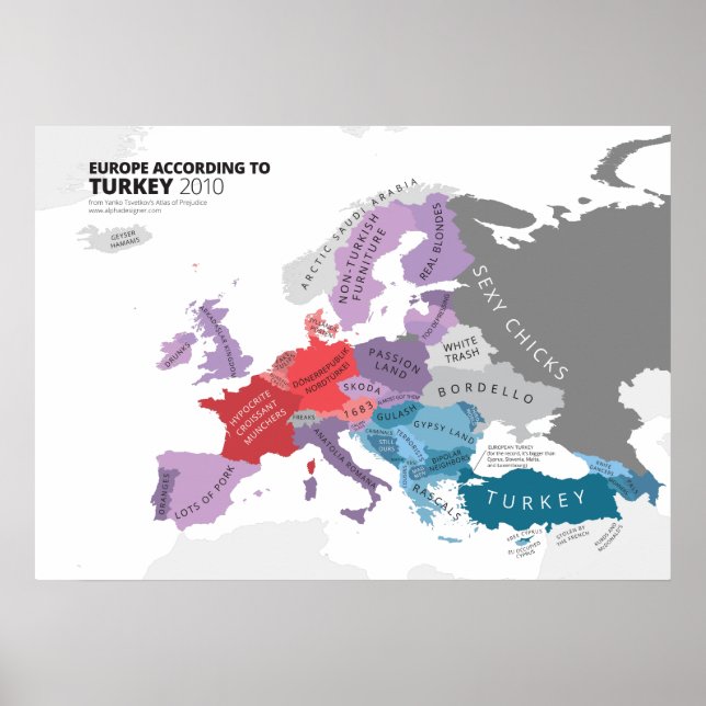 Póster Europa según Turquía (Frente)