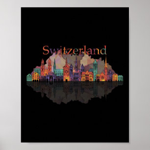 Póster Europa Suiza Alpes Montañas Familia Suiza Vacacion