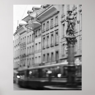 Póster Europa, Suiza, Berna. Tranvía, Marktgasse