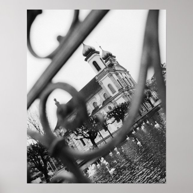 Póster Europa, Suiza, Lucerna. Iglesia Jesuita (Frente)