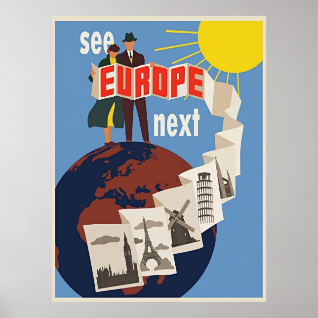 Póster Europa: ver Europa a continuación (Frente)