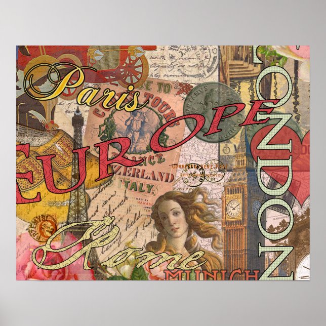 Póster Europa Viaja Viajes Viajes Viajes Europa París Fra (Frente)