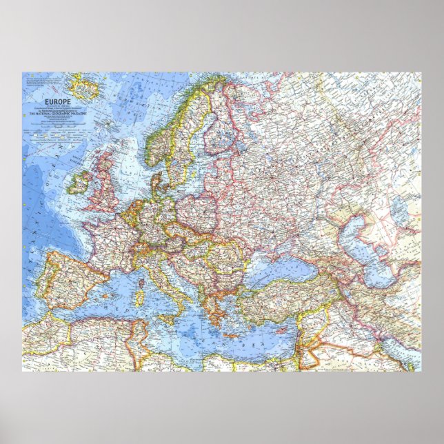 Póster " Europe: 1962 Detailed MAP ... (Frente)