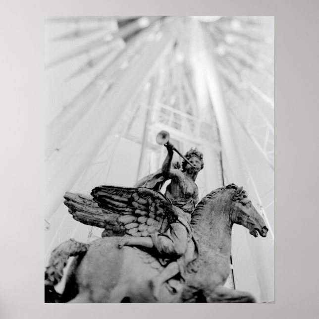 Póster Europe, France, Paris. Statue and Ferris Wheel, 2 (Frente)