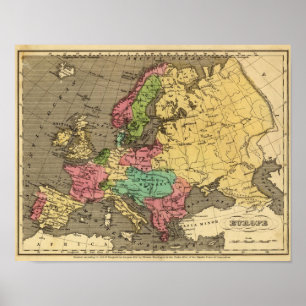 Póster Europe Hand Colored Atlas Map