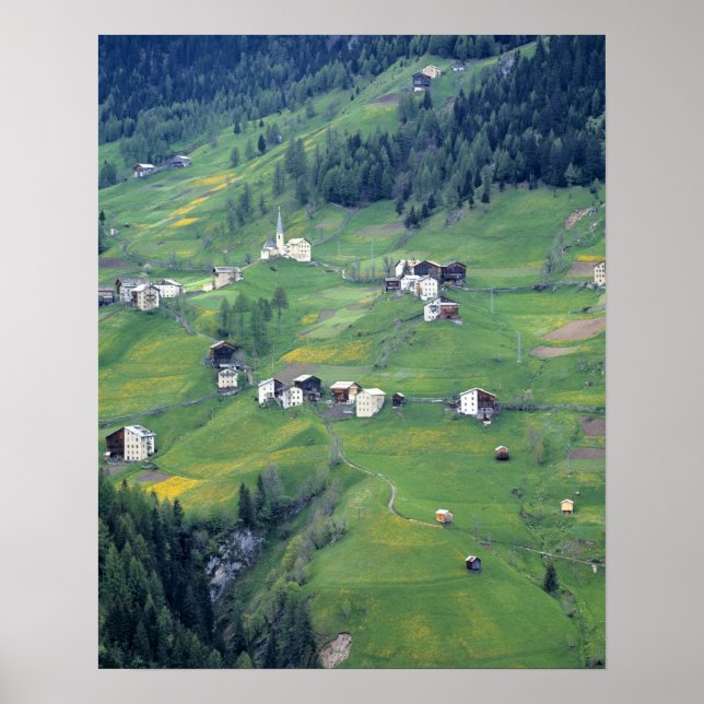 Póster Europe, Italy, Dolomite Alps. This tiny village (Frente)