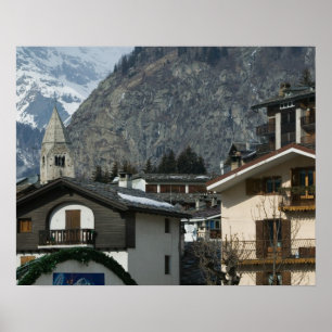 Póster Europe, Italy, Valle d'Aosta, COURMAYEUR: Town