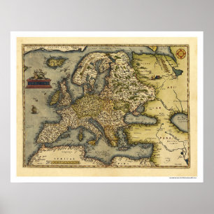 Póster Europe Map By Ortelius 1570