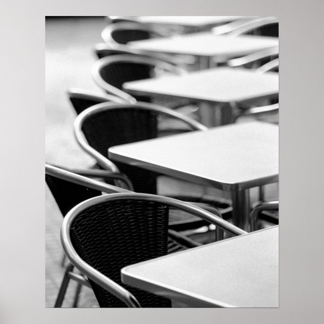 Póster Europe, Spain, Mallorca. Cafe tables, Palma (Frente)