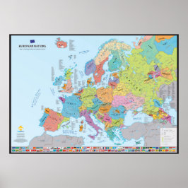 Póster "European Nations" Carte des nations (en anglais)